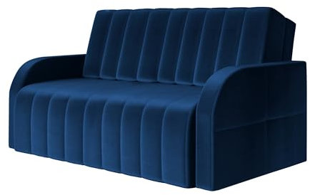 Sofa Sessel mit Schlaffunktion Schlafsessel Gästebett Klappsofa Bettfunktion mit Bettkasten Ausziehbar Couch Sofagarnitur Salon Jugendzimmer Klein Kindersofa - MONTANA 120 (Dunkelblau - Kronos 09)
