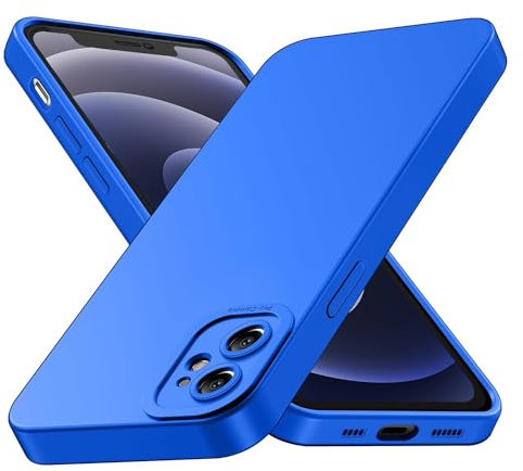 Tenphone Coque pour iPhone 12 (6,1), Étui de Protection Antichoc en Silicone TPU Souple avec Protection Caméra - Bleu