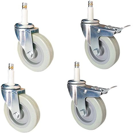 Bürorollen 4-Zoll-Schwerlast-Schwenkmöbelräder, bewegliche Lenkrollen für Trolleys, PU-Speisewagenräder, für Küchen-Hotelwagen-Werkbank, Standardvorbau M11 x 50 mm, Tragfähigkeit 2