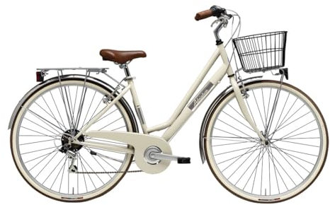 Adriatica Bazam - Damen-Fahrrad, 28 Zoll, Panarea Lady Vintage, Schaltung mit 6 Gängen, Rahmen aus Stahl, Größe 45, cremefarben