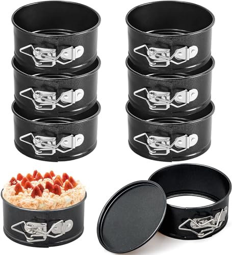 8 Pcs 4 Inch Springform Pans Mini Springform Pan Small Leakproof Round Cake Pans Mini Cheesecake Pans with Removable Bottom Nonstick Baking Cake Mold for Cheesecakes Pizzas Quiches