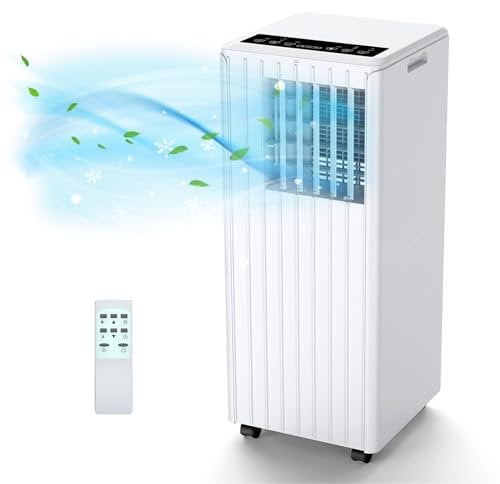JustSmart Aire Acondicionado Portátil 7000 BTUs/H, 3 en 1 Aire Acondicionado Silencioso, Ventilador, Refrigeración, Deshumidificación 36 L/Día, Temporizador 24 H, Modo de Sueño, Mando a Distancia