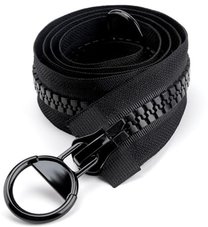 100cm Langer Reißverschluss #15, 2-Wege, teilbarer reißverschluss, Große Reißverschluss, für Daunenjacken, Mäntel, und Mehr, Schwarz, Hochwertiges Polyester, Kunststoff und Metall