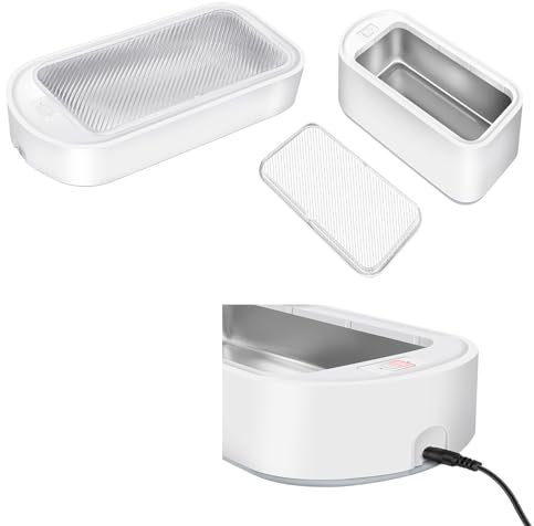 Ultraschall-Reinigungsmaschine, 304 Edelstahl plus PP, 45000Hz Schmuck-Reiniger, Brillen-Reiniger, 650ML Reinigungsmittel-Kartusche, 2 Reinigungs-Modi für Retainer und Ringe, 24 * 12 * 6.8 CM