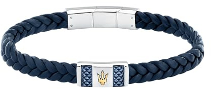 MASERATI Herrenarmband aus Stahl, Naturleder, RECYCLED LEATHER-Kollektion JM4249IK03