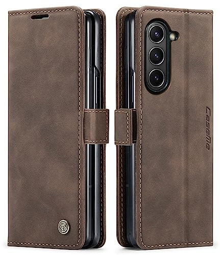 Cracedily Cover per Samsung Galaxy Z Fold 5 Case, Custodia Cover Pelle Premium Portafoglio con Porta Carte Magnetica Supporto Protezione Flip Case Custodia per Samsung Galaxy Z Fold 5, Caffè
