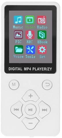 Bluetooth MP3 Player, Portable HiFi Sound Music Player Built in HD Speaker, 1.8'' Color Screen MP4 Player Supports Photo Video E Book Voice Recording, 10 Hours Playtime (White)