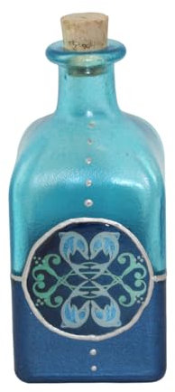 Eckige Deko Flasche in Meer Blau mit Delphin Mandala, Maritime Glas Dekoration und Geschenk Idee in Meeresfarben, Vase mit Delfin Motiv, Dolphins4Love Glücksbringer Design-Serie