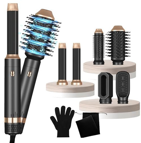 Air Styler 6 in 1- Magic Styler Airbrush Hair Stylers, 1000w Air Styler Set with Curl Straighten, Volumise, Smooth and Blow Dryer Brush for Styling, Wonderful Hot Brushes for All Hair Types