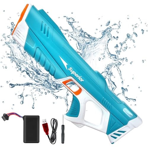 IEEILULU Wasserpistole Elektrisch, Wasserspritzpistole Elektrische für Erwachsene Kinder, 32FT Automatische Wasserpistole Saugkraft, Sommer Wasserspielzeug für Pool Strand Outdoor (Blau 1)