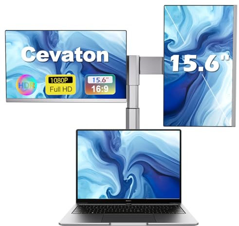 Laptop Screen Extender, 15.6” FHD 1080P IPS Portable Monitor Fit for 13-17.3, Build-in Stand, Plug and Play Laptop Monitor Extended Compatible with Mac, Wins (15.6''Tri-Liftable Screen)