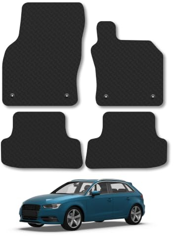 Audi A3 (2012-2020) 5mm Rubber Car Mats | Heavy Duty Rubber Tailored Fit Floor Mats Full Coverage Durable Waterproof Accessories Easy Clean Anti Slip Made in the UK