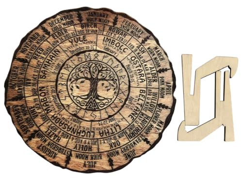 HOUDERCO Baumkalender Aus Holz Für Den Schreibtisch, Monatskalender, Tischkalender, Ornament, Ästhetische Einrichtung, Rad Des Jahres, Kalender, Tischkalender (s)