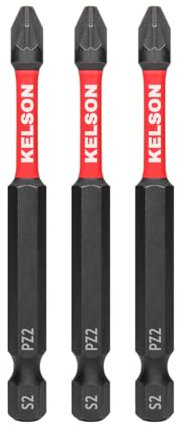 KELSON 3pcs PZ2 75mm Pozi 2 Impact Rated Screwdriver Bits 1/4 Universal
