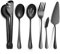 MMRTDJDR Set di argenteria, Posate in Acciaio Inossidabile, forchette, cucchiai, Set da Gigante, Set da 5 Pezzi, Piastre, pinze di Pane, spatola per Torta, Set di Pezzi Nera 6 Pezzi, 4se
