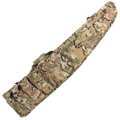 Tactical Rifle Gun Bag – 120cm 47 Padded Carry Case Sleeve with 4 Front Pockets & Adjustable Shoulder Straps – Durable Storage for Hunting, Airsoft & Shooting – Camouflage (Desert Camo)