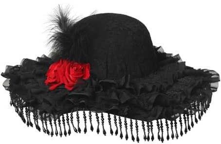 COSDREAMER Damen-Hut im Gothic-Stil, Steampunk-Stil, unregelmäßiger Schleier, Motto-Partyhut (weiß)