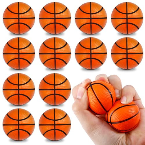 Tczecoo 12 Stück Basketball-Stressbälles,4 cm Sportbälle Basketballs-Stressbälle,Schaumstoff-Anti-Stress-Bälle,Mini Sportbälle Basketballs für Schule Karneval,Basketball-Party,Angstlinderung