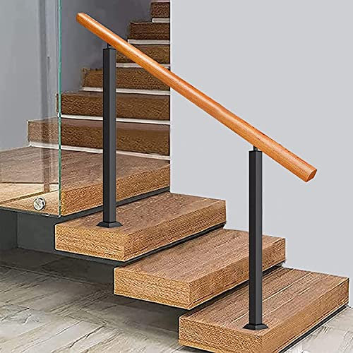 Geländer Innen Außen Treppengeländer Pfosten 2er-Pack Deckbaluster, Treppenspindelpfosten/Halbkreis-Handlauf Aus Holz, Geländersystem Mit Verstellbarer Oberseite(H 95cm/37.4IN,L 1.5m/4.8ft)