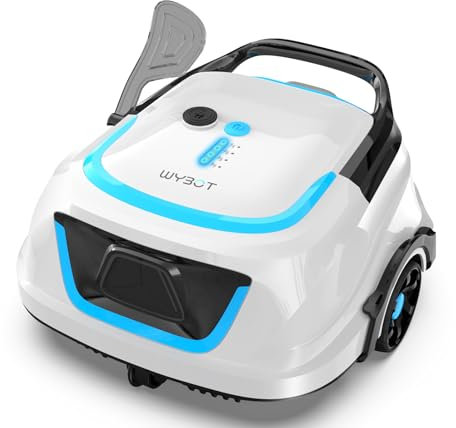WYBOT A1 Poolroboter Akku mit Dual-Filtersystem - 120 Min Ultra-Leise Reinigung für 100㎡ Pools | Energiesparsystem & Kabelloser Poolsauger Akku,Weiß-Blau