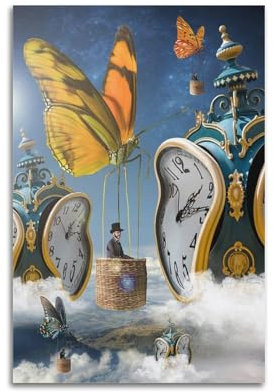 KANGZENG Salvador Dali Malerwerke (Zahlen, abstrakte Uhr), Kunstposter, Leinwandkunst und Wandkunst, Bild, Druck, moderne Familienschlafzimmer-Dekoration, 50 x 75 cm