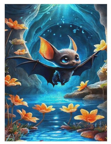 Holzpuzzle Fledermaus Puzzle 500 Teile Erwachsene Klassische Pädagogisches Spielzeug Kinder Lernspiel Herausforderndes Puzzles 55×41cm