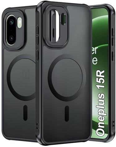 Suttkue case for OnePlus 15R Magnetic Mobile Phone Case,Translucent Matte Retro Shockproof Cell Phone Case [Triple Protection] Shockproof, Shock Absorbent, Camera Lens Protection (Matte Black)