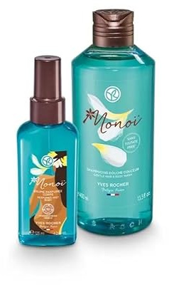 Yves Rocher Monoï Set – Parfümiertes Duftspray 125ml + 2in1 Duschgel & Shampoo 400ml – Körper & Haare – Exotischer Sommerduft – Monoï de Tahiti – Damen Pflege