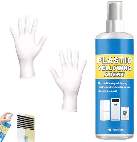 Kunststoffreiniger Vergilbung 100ml, mit 1 * Handschuhe, Vergilbter Kunststoff Wieder Weiß, Kunststoffreiniger Fensterrahmen Weiß, Geeignet für Klimaanlagen, Waschmaschinen täglichen Gebrauch geeignet