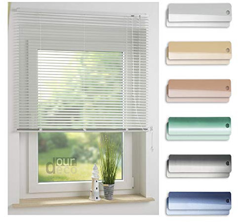 ourdeco® Aluminium-Jalousie / 150 x 160 Weiß (Breite x Höhe) / Montage an Wand oder Decke, Premium Alu-Jalousie