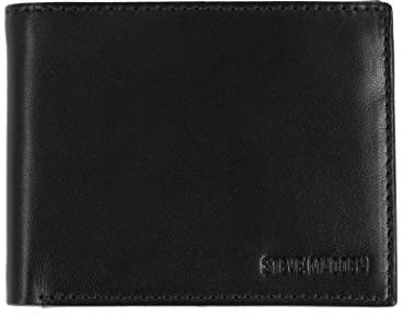 Steve Madden Herren Leather RFID Wallet Extra Capacity Attached Flip Pockets Geldbrse, Schwarz (Handschuh)