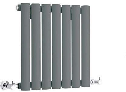 Milano Aruba Anthracite Horizontal Single Oval Panel Radiator - 400mm x 413mm