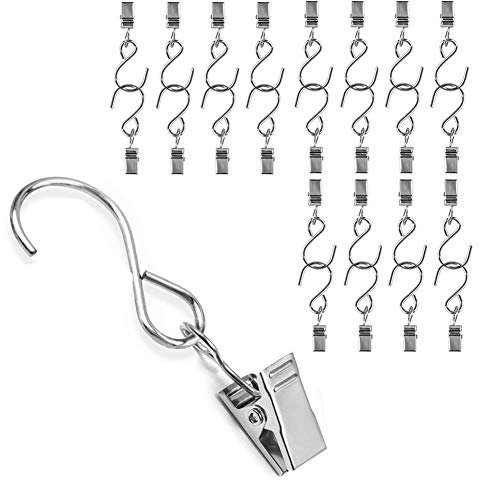 DIWUJI 25 PCS Metal Hanging Clips Hook, Clamp Hanger for Curtain, Party String Light, Outdoor Activities Wire, Home Decoration