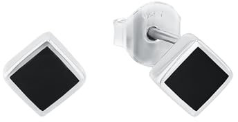 Amor Ohrstecker 925 Sterling Silber Damen Ohrschmuck, mit Onyx, 0,6 cm, Schwarz, Kommt in Schmuck Geschenk Box, 9190010