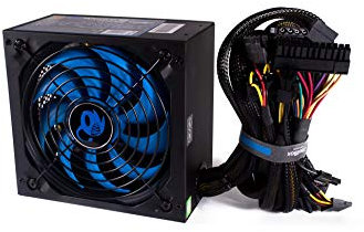 CoolBox DeepPower 800 - Fuente de Alimentación PC 800W 80 Plus Bronze, Full Range, ATX, hasta 85% de Eficiencia, PFC Activo, Ventilador UltraSilencioso de 14cm, Color Negro