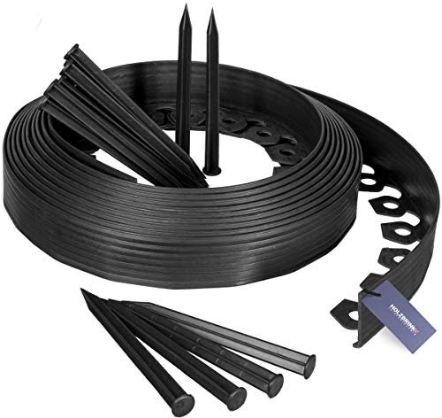 HOLZBRINK Bordures de Pelouse Bande Droite en PVC avec 20 Ancrages de Fixation, Hauteur 55 mm, Longueur 10 m, HRK02-60