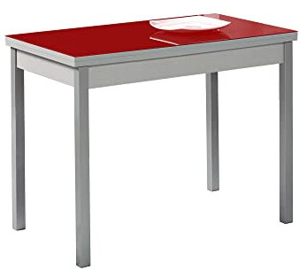 ASTIMESA Mesa de Cocina, Metal, Rojo, 90x50cm-extendida 140x50 cms