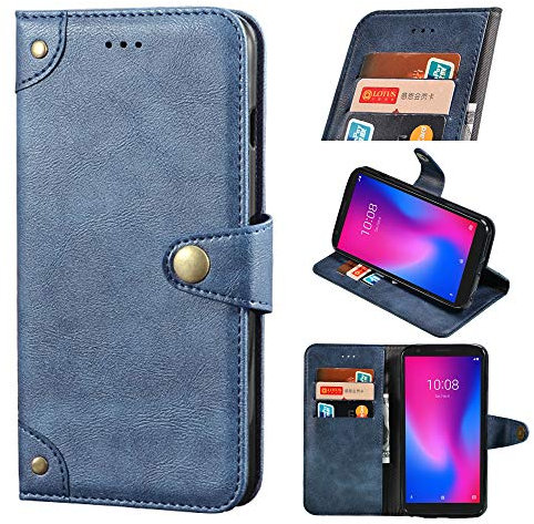 BELLA BEAR Custodia Wiko Power U10/U20 [Slot per schede] [Funzione di Supporto] [Custodia Portafoglio] Wiko Power U10/U20 Custodia(Blu)