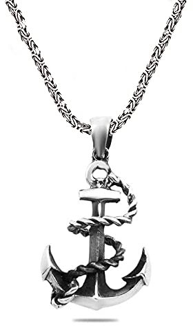 mysilverworld Massive 925 Sterling Silber Seemannsanker Herren Halskette mit Königskette Königskette 55cm Metall ohne Edelstein, 55cm, Metall, Kein Edelstein