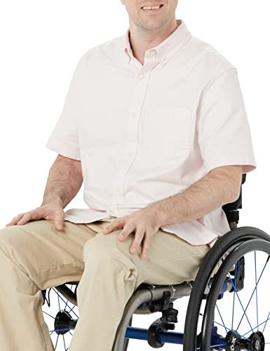 Amazon Essentials Chemise en Tissu Oxford Extensible à Manches Courtes avec Poche, Coupe Classique Homme, Rose Pâle, M