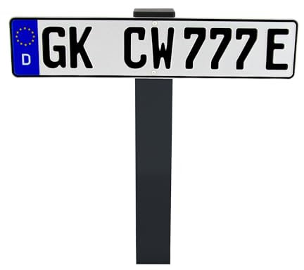 SCHMIDT security tools Nummernschild-Befestigung & Kennzeichenhalter – Aluminium Pfosten zum Einbetonieren Parkschildhalterung für Parkplatzkennzeichnung | stabil & wetterfest | 70x70x800 mm Anthrazit