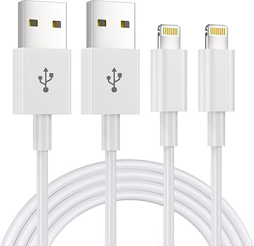 2Pack 3M iPhone Lightning to USB Cable - 10 Foot, 2.4A Fast Charging Cable for iPhone 14/13/12/11 Pro Max/XS/XR/X/8/7/6 Plus/5, iPad and iPod
