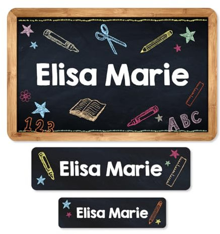 Striefchen® Schulaufkleber in Tafeloptik, 100 Stück, mit Wunschname