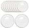 WedDecor 33cm Round Charger Plate, Set of 12 Charger Plates, for Centerpiece Presentation Dinner Plate Set, Weddings, Banquets, Christmas Parties Table Decorations, Silver Trim Pearl Flower