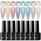 SUPWEE Pearl Holographic Shell Nail Polish Set, 8 Colors Shimmer Mermaid Nail Gel Polish Iridescent Nails Polish Gel Soak Off UV Gels for Nails Art DIY at Home