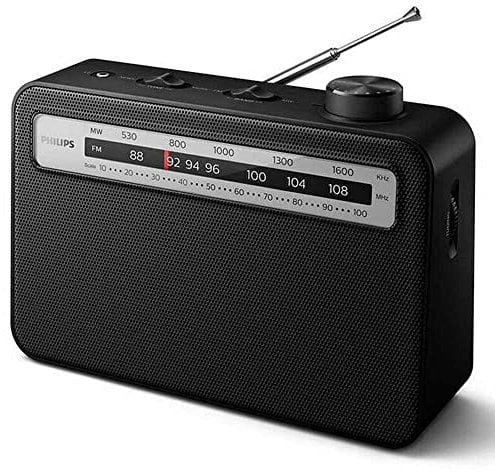 Philips Tragbares Radio AM/FM mit Lautsprecher, AC oder Batterie AM FM Powered Radios für Reisen mit 3,5 mm Kopfhöreranschluss und Frequenz-Tuner, Teleskopantenne
