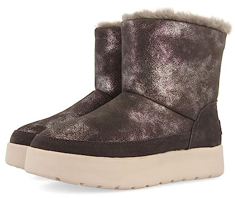 Stivaletto tipo australiano in crosta grigia metallizzata da donna banff