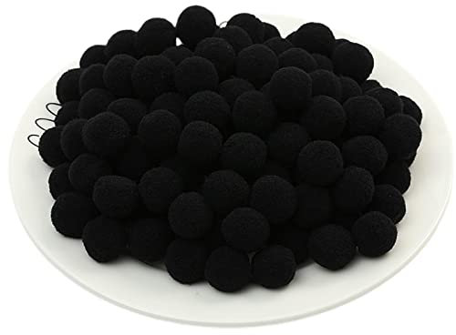 JekyTMP 300 Pcs 2cm Stoff Pompons Weiche Deko-Kugeln Filzkugeln für Kleidung, Kostüme, Nähen und Wohn-Dekoration (29_Schwarz)
