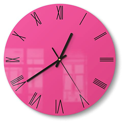 DEQORI Glasuhr | rund Ø 30 cm | Unifarben - Rosa | ausgefallene leise Design Uhr aus Glas | Wanduhr für Wohnzimmer & Küche | moderne Hingucker Uhr für die Wand
