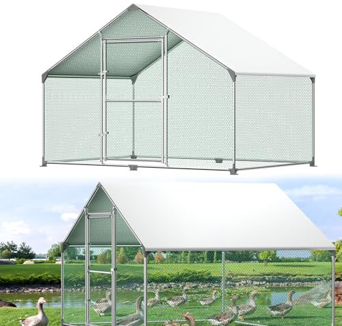 YRHome Hühnerstall Freilaufgehege Freilaufgehege mit Wasserabweisendes PE-Farbtuch, Schloss & Verzinkter Stahlrahmen Freigehege Hühnergehege für Huhn, Ente, Gans, Hund - 3x2x2m